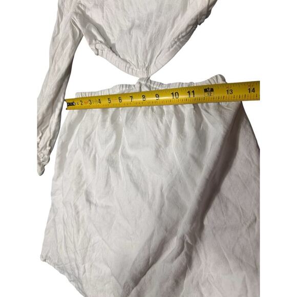 NEW- NWOTGianni Bini White Linen Blend Long Sleeve Mini Dress Size 4 - Picture 3 of 7